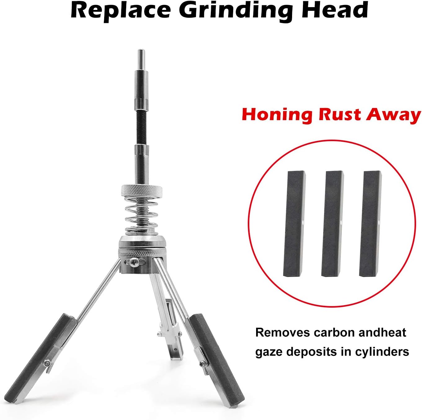 Engine Cylinder Hone Adjustable Deglaze Set for Grinding Holes from 2" to 7" ID with 3 Pieces 220 Grit Stones
