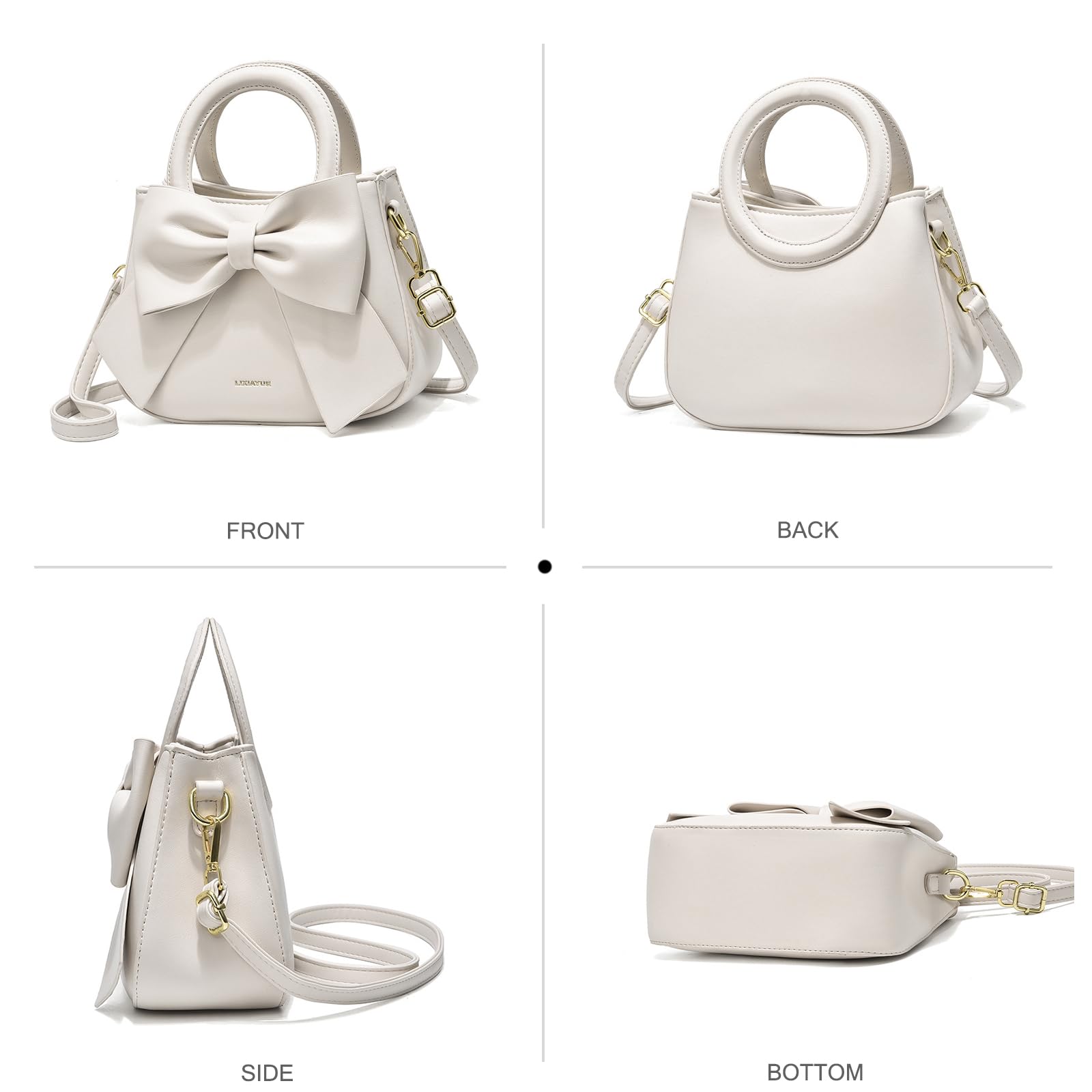 NICOLE & DORIS Umhängetasche für Damen Kleine Handtaschen mit Schleife Henkeltasche PU Leder Niedliche Schultertasche Mädchen Crossbody Bag Satchel Tasche