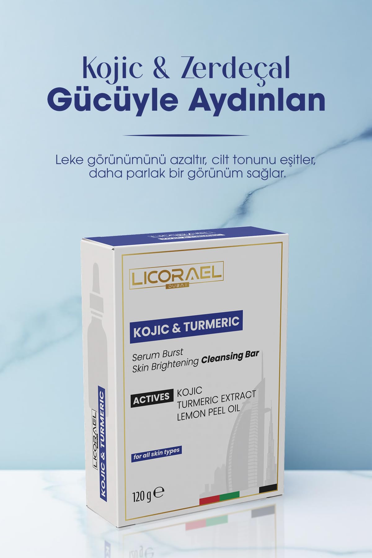 Licorael Kojic & Turmeric Sabunu 120g – Cilt Aydınlatıcı Temizleyici Sabun, Limon Kabuğu Özlü, Lekelere Karşı, Tüm Cilt Tipleri İçin