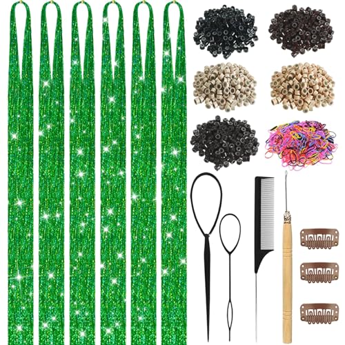 LEDIZE Hair Tinsel,18 Colors Hair Tinsel Kit for Girls 7600 Strands Fairy Tinsel Hair Extensions Holographic Hair Tinsel Heat Resistant Colored Hair Glitter Christmas Party Festival (18 Colors) 1 piece