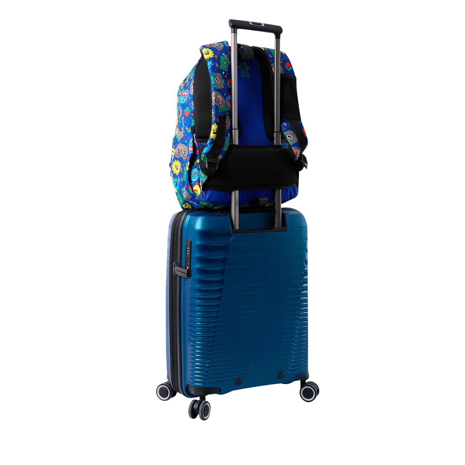 TOTTO - Mochila Escolar Adaptable a Carro, Modelo Acuareles, Capacidad 20 L, Bolsillo para Pc 14", 2 Bolsillo Botella, Espaldar Ergonómico con Flujo de Aire, Cómodas Correas en S, Estampado Tello