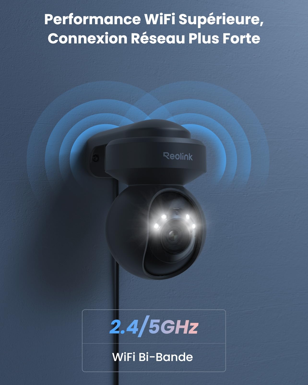 Reolink 5MP PTZ Caméra Surveillance WiFi Extérieure Zoom Optique 3X Suivi Automatique Détection Humaine Vision Nocturne Couleur 2,4GHz 5GHz Audio Bidirectionnel Cloud, E1 Outdoor Noir | Zoom Optique 3X Suivi Automatique Vision Nocturne en Couleur 2,4GHz 5