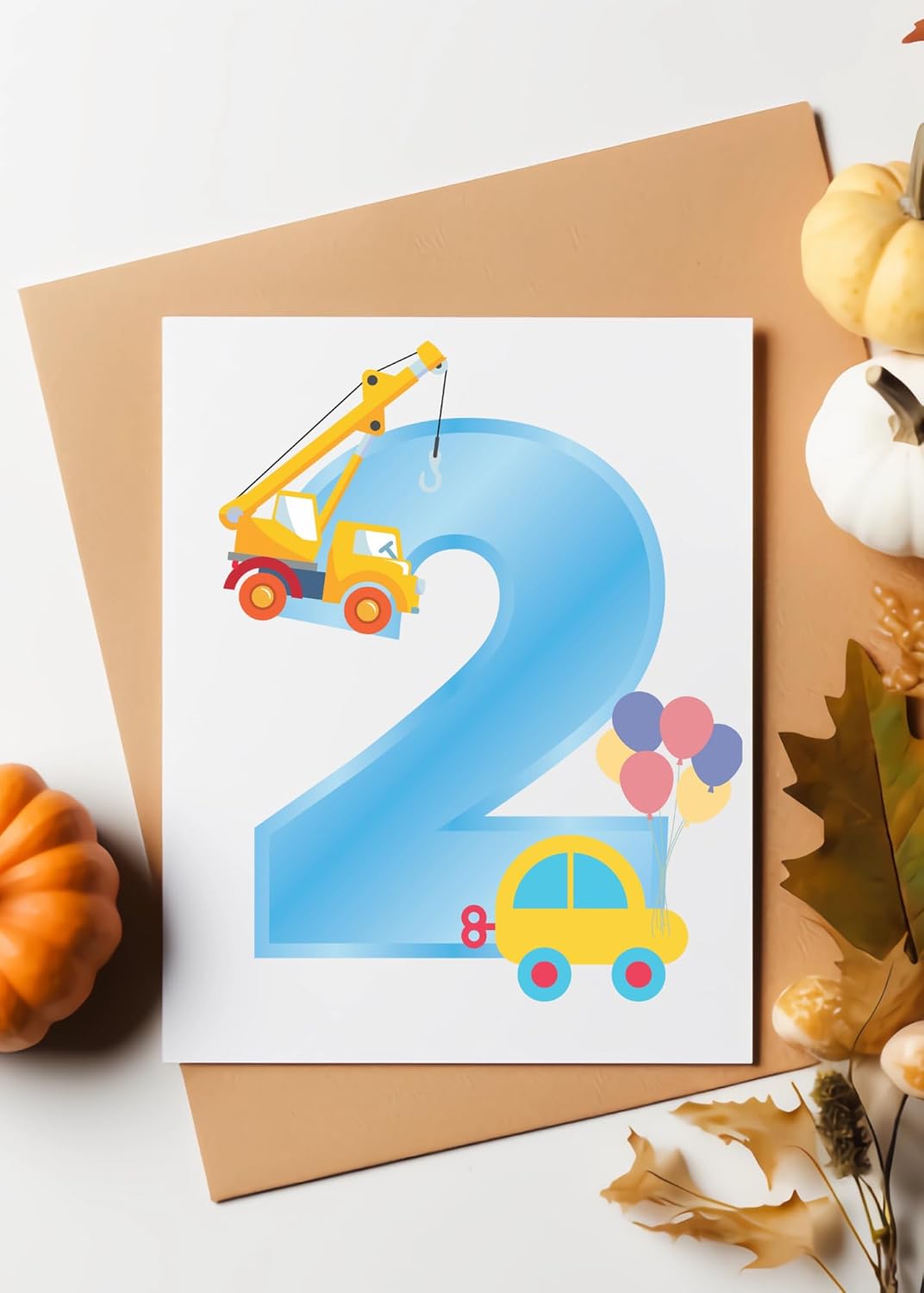 TEEMI-Card for Boys - Happy 1st 2nd 3rd 4th Birthday - Age 1,2,3,4 Tractors Greeting Card - Fun Construction Vehicle Themed Card for Kids - Son, Grandson, Toddler (2nd Birthday) - Image 5