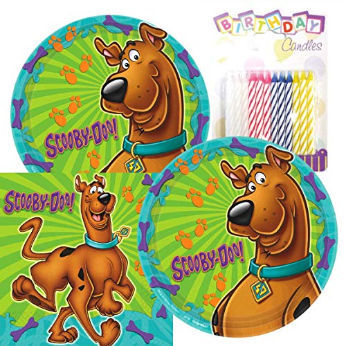 Lobyn Value Pack Scooby Doo Party Plates and Napkins Serves 16 With Birthday Candles