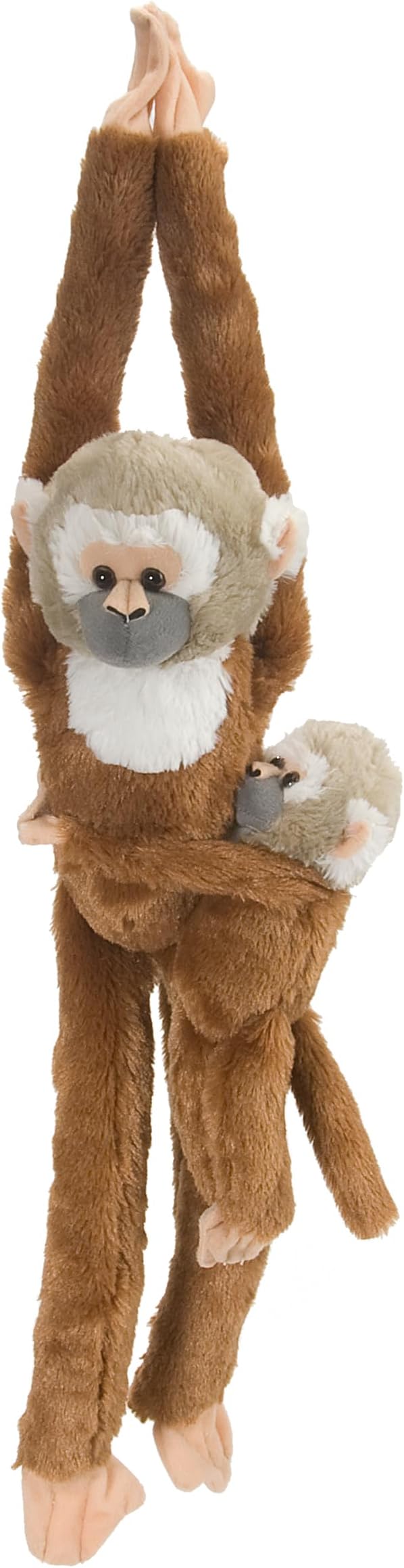 Wild Republic 51 cm Hanging Squirrel Monkey Mama with Baby Plush , Brown, 20"