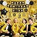 New Years Decorations 2026, New Years Eve Party Supplies, Black and Gold Happy Nye Party Decorations with Banner Balloons Fringe Curtains Backdrop Swirls Honeycomb