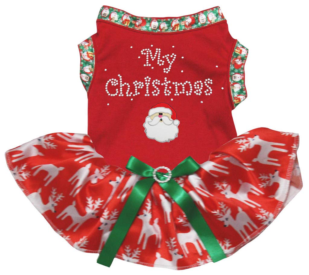 Robe pour chien de Noël rouge avec motif renne en taille M pour fête de fin d'année