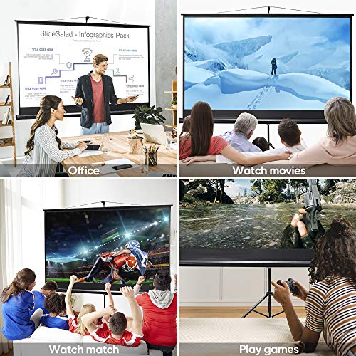 image for ZENY 100 Inch Projector Screen with Stand Indoor Outdoor Portable Proj
