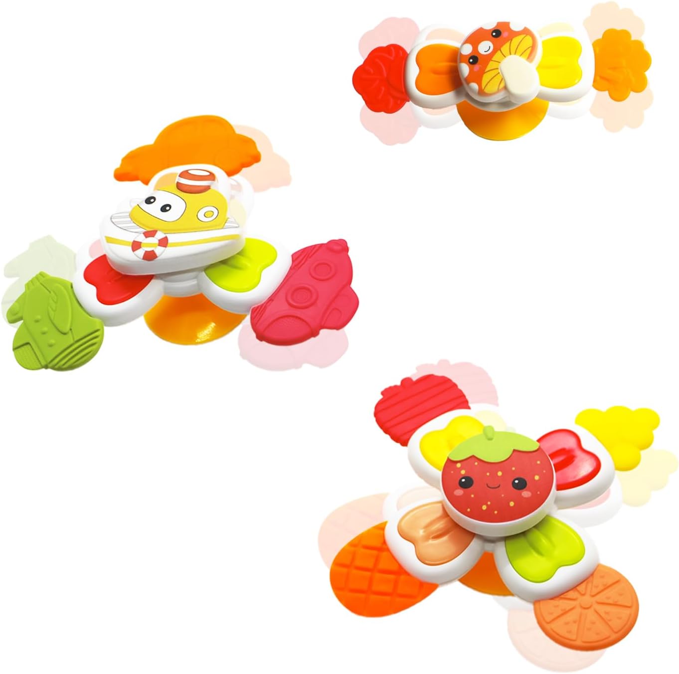 Suction Cup Fidget Spinner Toys- 3 PCS Set, Boosts Hand-Eye Coordination, Gift for Toddler, Baby Girl Boy 1 2 3 Years Old