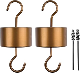 Extra Large Ant Moat for Hummingbird feeders, Guard Accessory Hooks for Oriole Feeders, Large Size Get Rid of All Ants in Nectar Feeder for Outdoors (2 Hook + 2 Brush)(Gold)