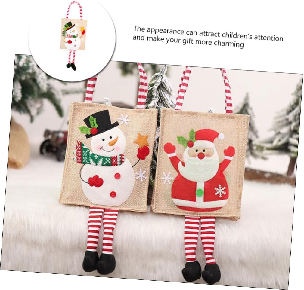 NOLITOY Xmas Snowman Linen Handheld Christmas Gift Bag Candy Pouch image 4