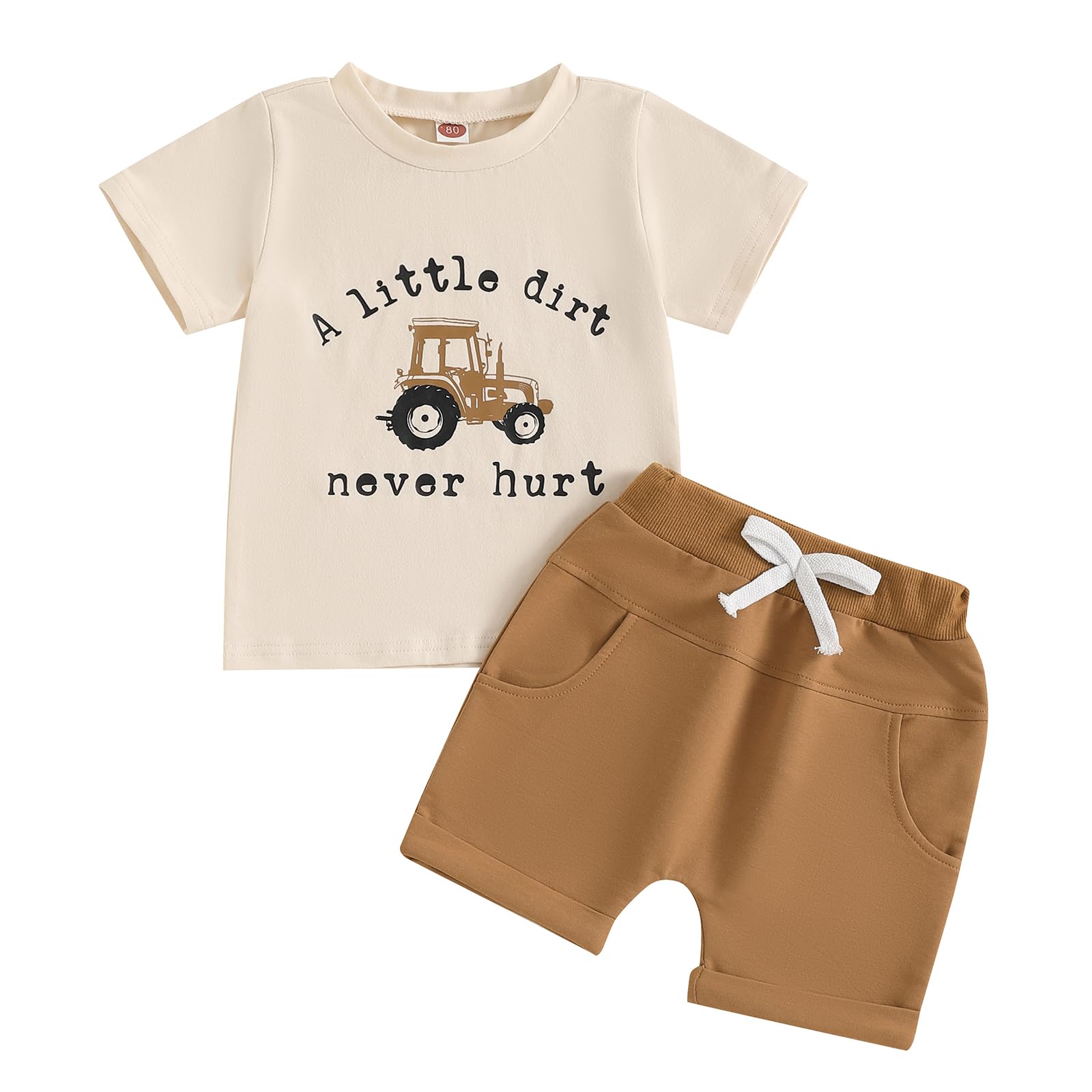 Frietlebird Toddler Baby Boy Summer Clothes Short Sleeve Letter Print Shirt and Elastic Waist Shorts Set Summer 2Pcs