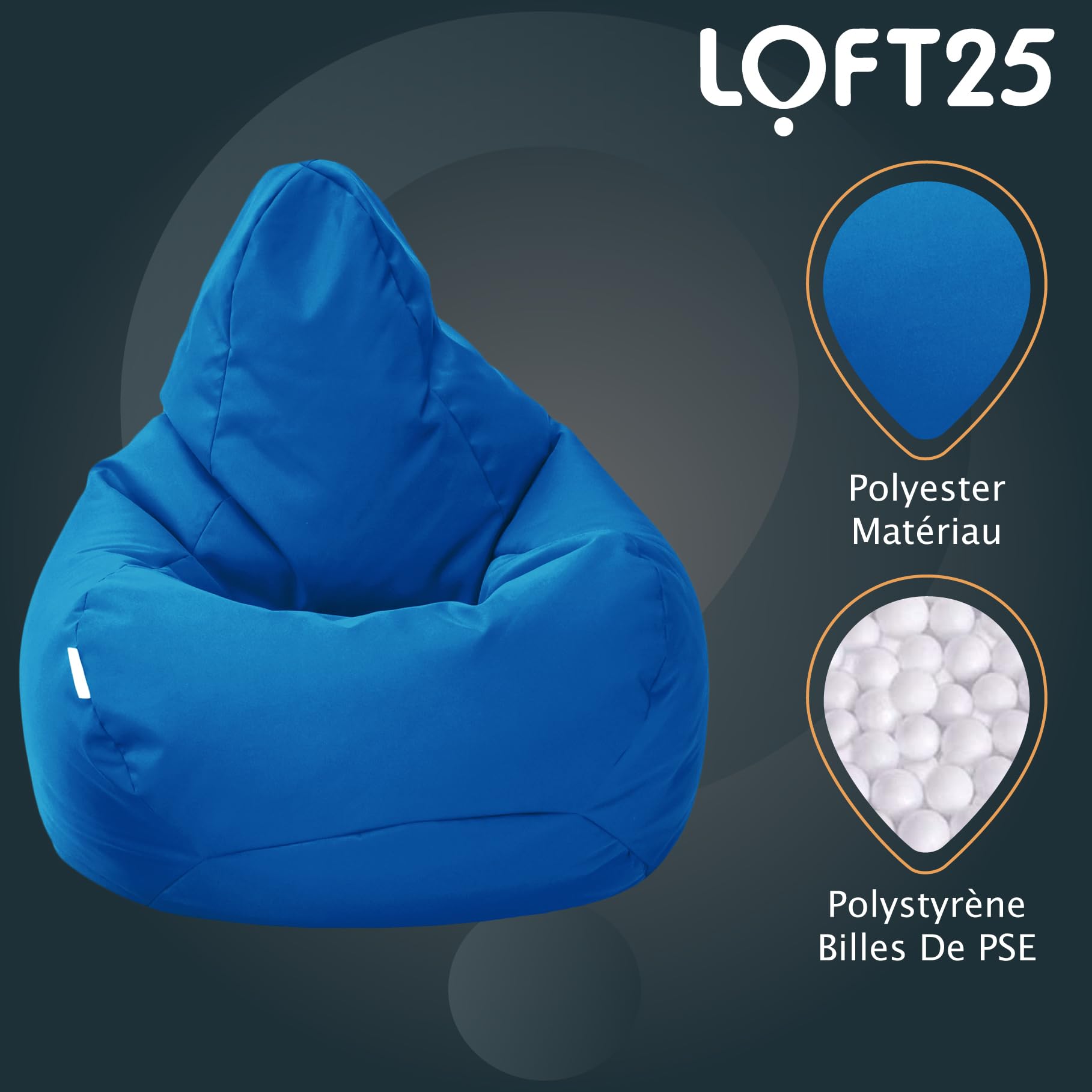 Loft 25 Fauteuil de Jeu Pouf | Siège pour Salon d'Extérieur et d'Intérieur | Résistant à l'Eau | Conception Ergonomique pour Le Soutien du Corps | Durable