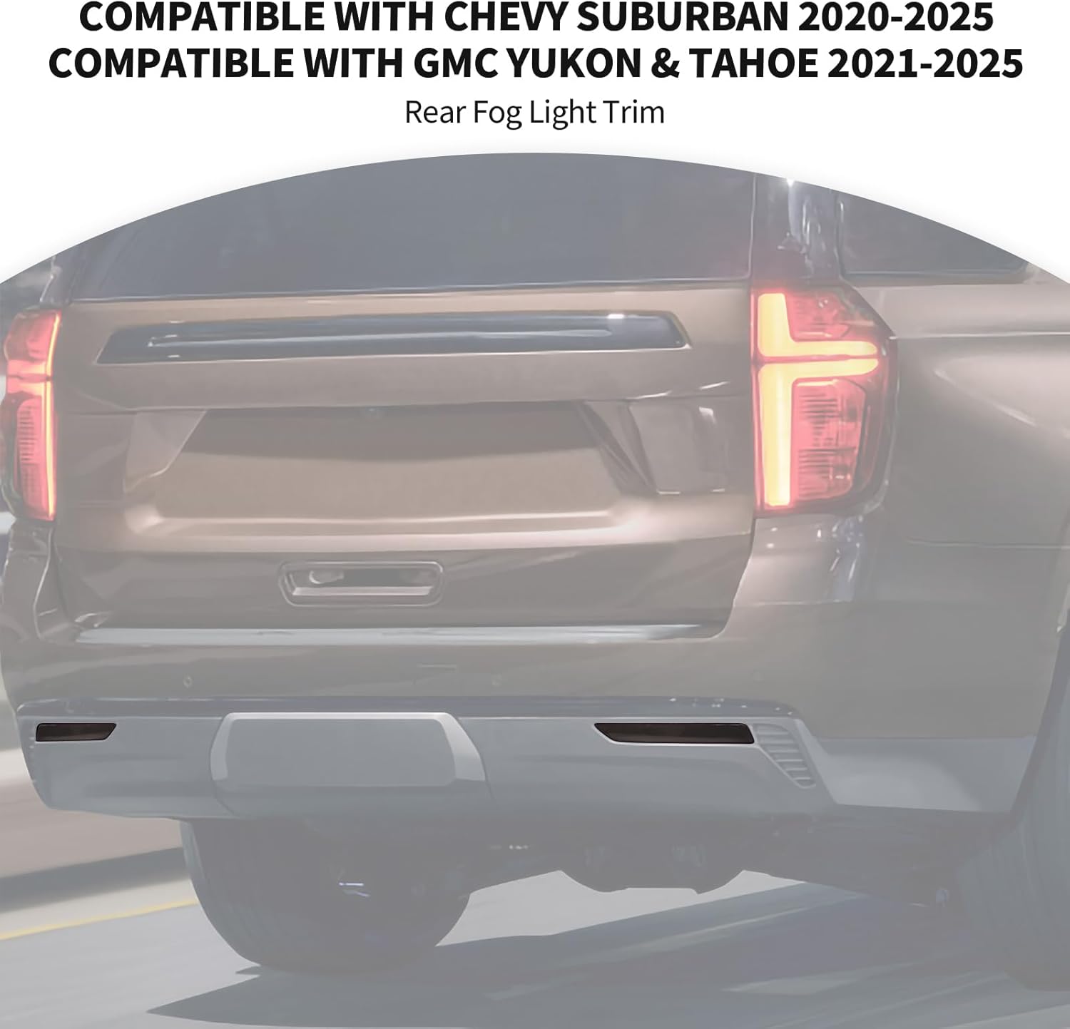 JeCar Rear Fog Light Trim Covers Smoked Fog Lamp Bezel Compatible with Chevy Suburban 2020-2024, for GMC Yukon & Tahoe 2021-2024, Smoked Black