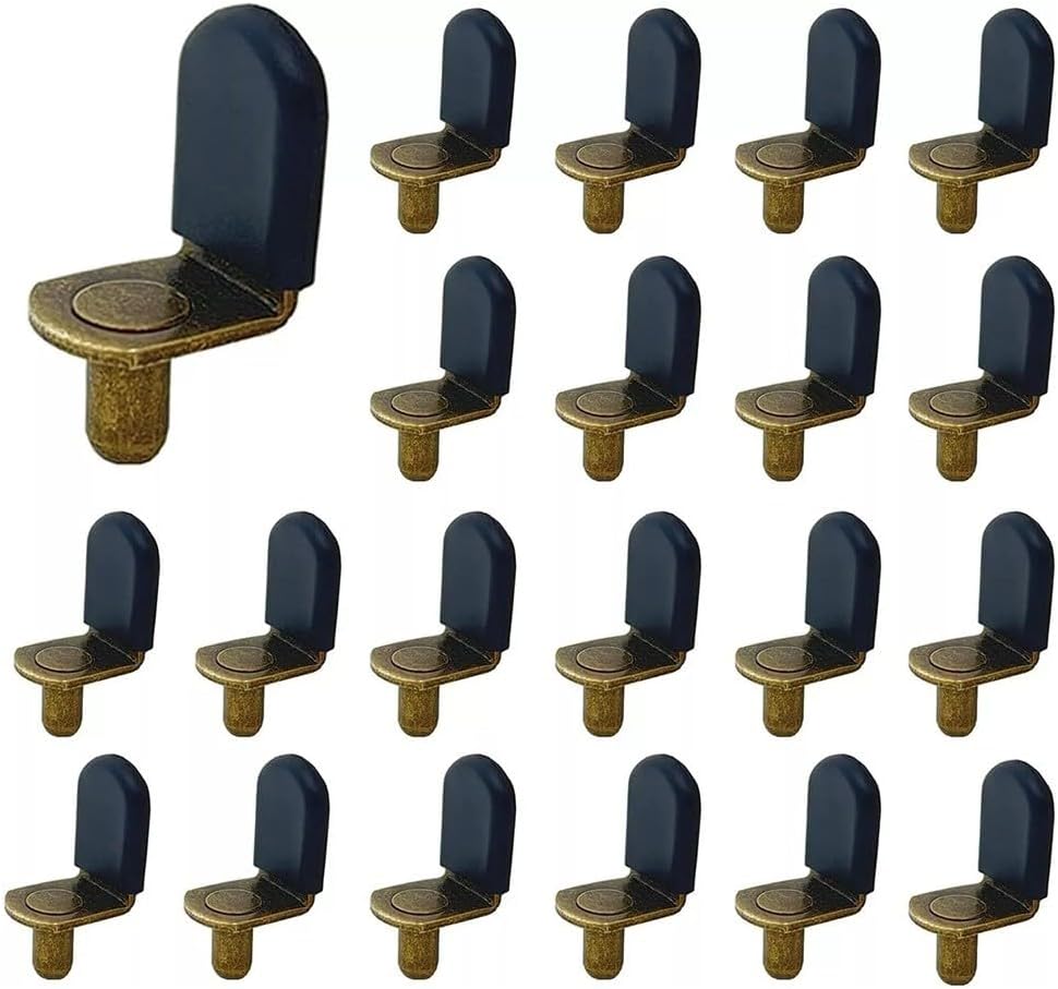 40 Bronze Shelf Pins With Rubber Sleeves, L Clips For Cabinets And Closets, Perfectly Fit 14 Inch Hole Sizes