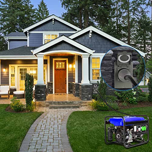 Bebobly Generator Inlet Box, 30 Amp Nema L14-30P Power Inlet Box For 4 Prong Generator Cord, 7500 Watts,125/250 Volt Receptacle For Outdoor Use, Weatherproof, Etl Listed #TOP6