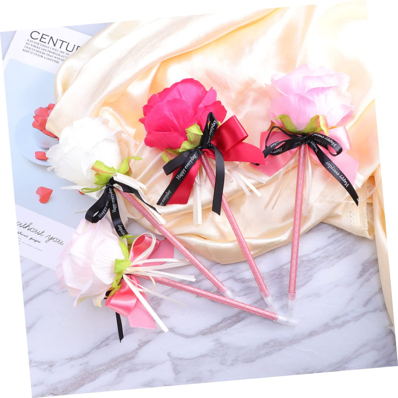 STOBOK Lot De 3 Stylos À Bille Décoratifs Avec Nœud En Forme De Fleur 4 Pièces X 3