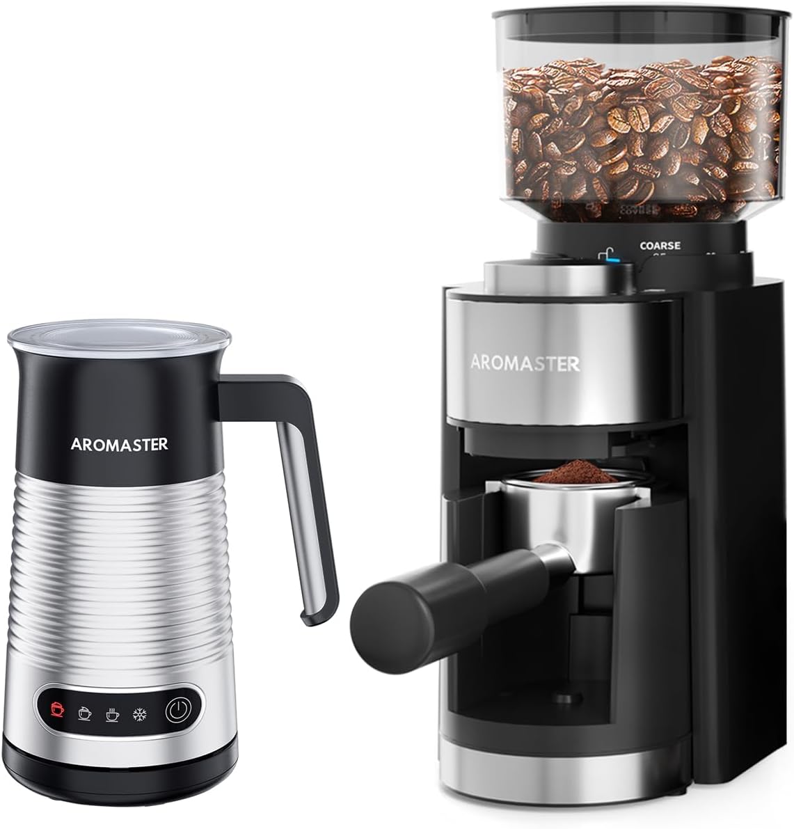 AROMASTER Burr Coffee Grinder&Milk Frother