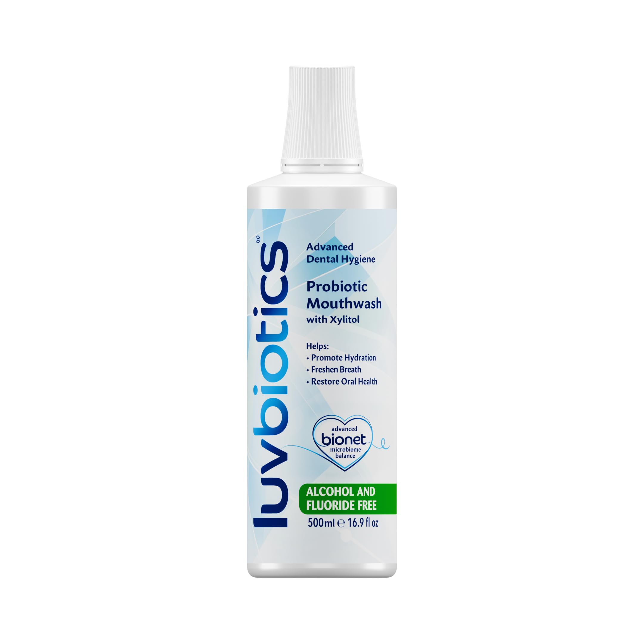 Luv Biotics Alcohol & Fluoride Free Mouthwash with Oral Probiotics, Xylitol for Fresh Breath, Gum Health & Oral Microbiome Support-500m