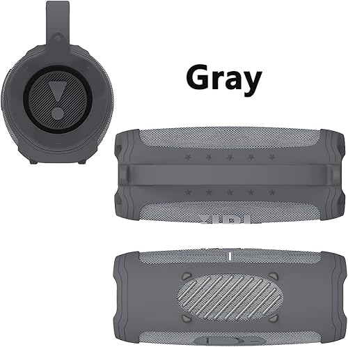 Miniatura 4 de JCHPINE Funda de silicona para altavoz Bluetooth portátil JBL Charge 5, soporte protector para accesorios de altavoces JBL Charge 5 (funda gris, no
