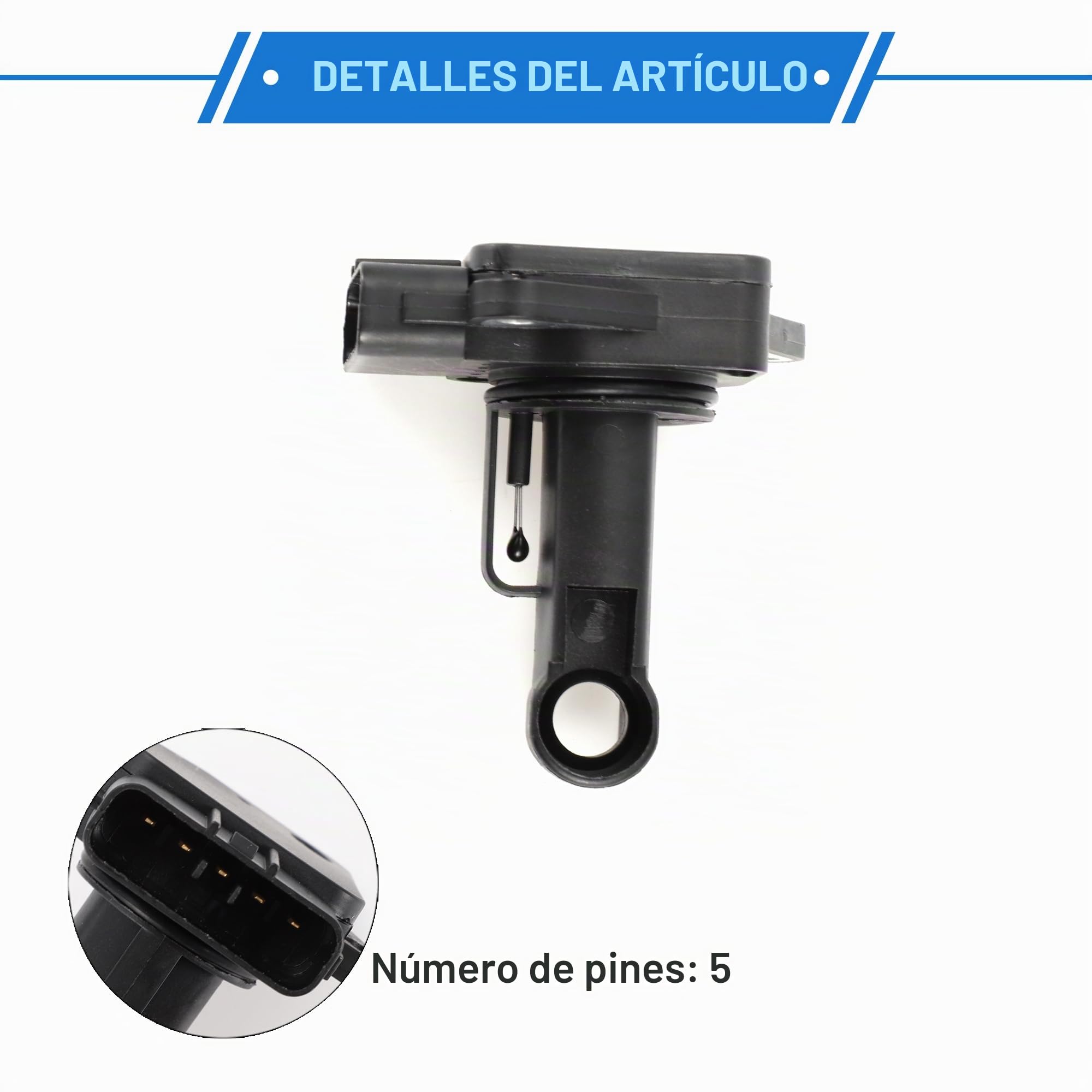 Medidor De Sensor De Flujo De Aire Masivo Para Toyota Yaris 1Pc | Color Negro, Material Plástico Y Metal, 5 Pines, Número Oe 222040L010, Monitoreo De Flujo De Aire, Reemplazo Directo