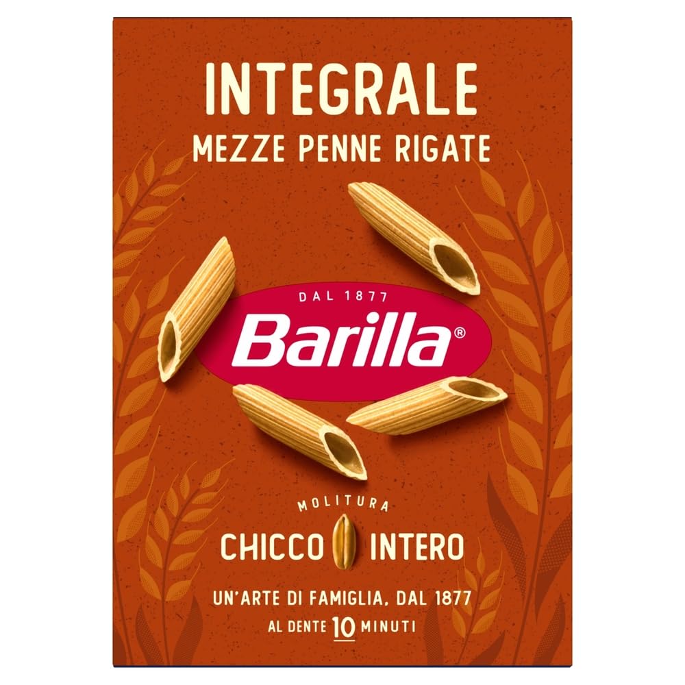 Italian Gourmet Pasta Integrale Mezze Penne Rigate 30 x 500g Vollkornnudeln | Ballaststoffreich aus 100% Hartweizen; rillen nehmen Sauce gut auf, cottura, Gesamtnettogewicht 15 kg + Kostenlos Polpa 400g