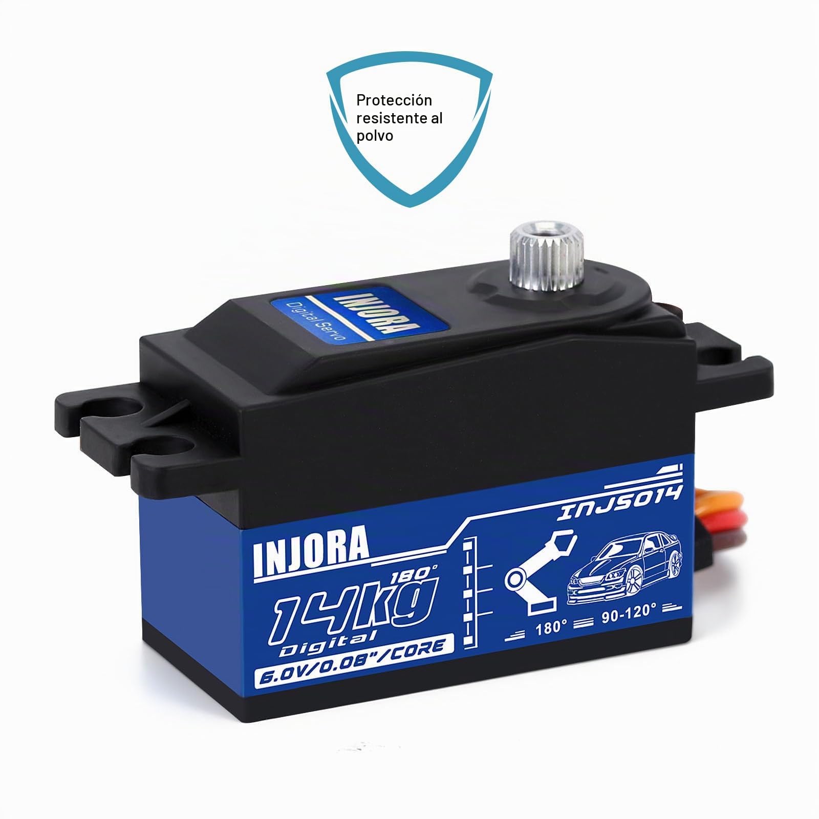 INJORA RC Servo Digital 14kg Perfil Bajo Alto Par Servo Motor para 1/10 1/12 RC Vehículos On-Road Turismo Deriva Coche Helicóptero ala Fija Avión (Control Ángulo 90°-180°)