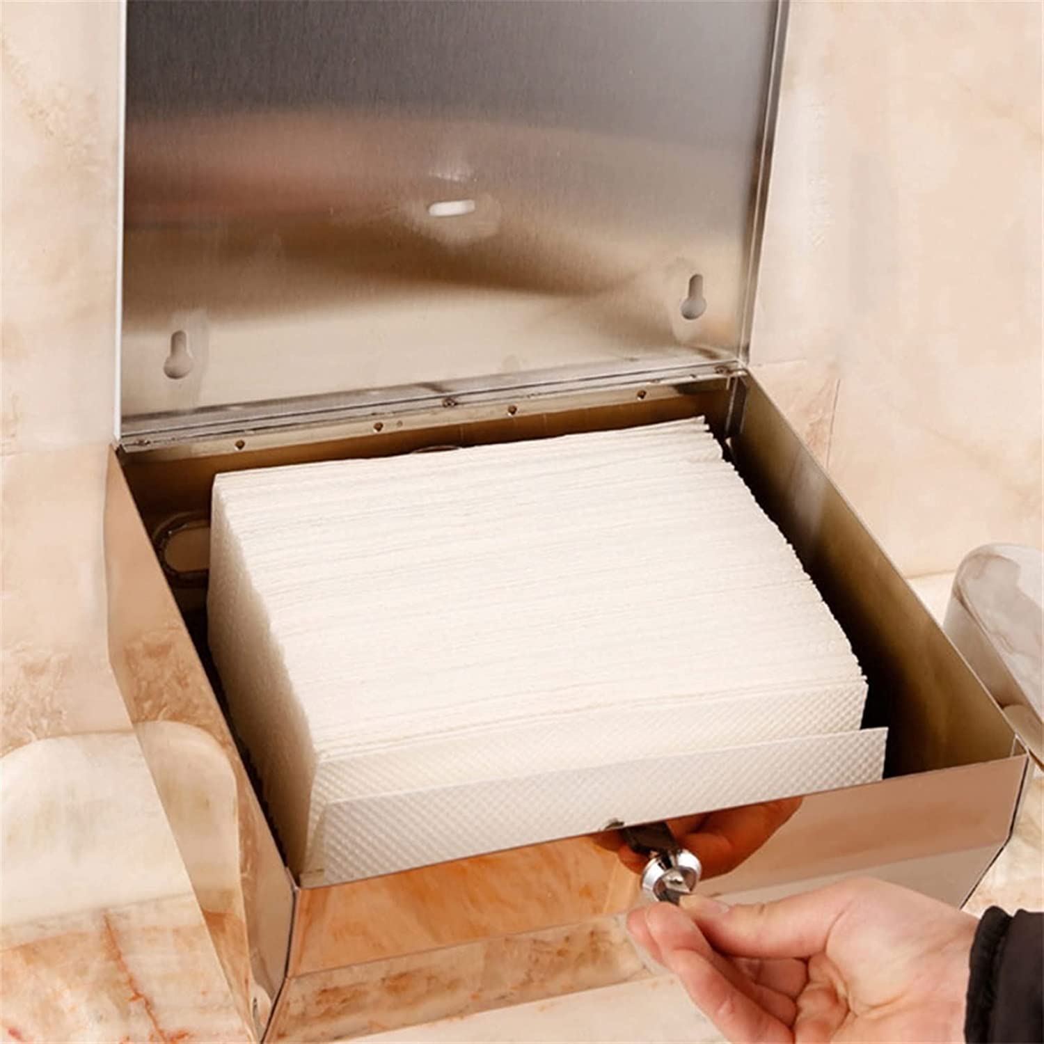 BKEKM Dispenser Salviette Dispenser di Asciugamani di Carta a Parete Dispenser di Asciugamani in Acciaio Inossidabile Oro Rosa con Porta Asciugamani di Carta con Serratura per Hotel di casa Moda