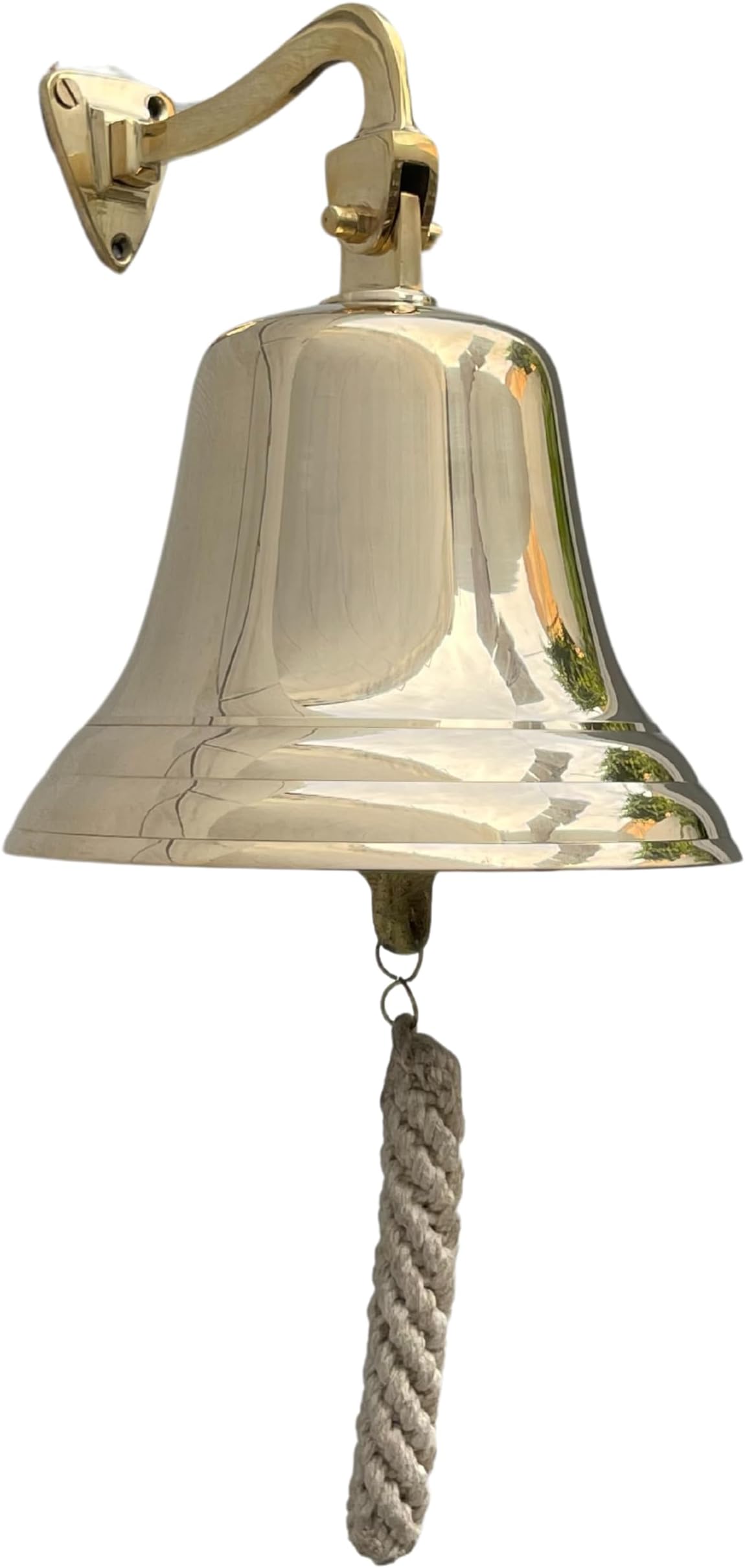Medieval Replicas 12" H Vintage Solid Brass Bell Wall Mounted Ship Hanging Bell for Bar, Last Order, Reception, School, Outdoor, Indoor, Dinner & Church - Antique Bell - 6" Dia (With mounting Kit)