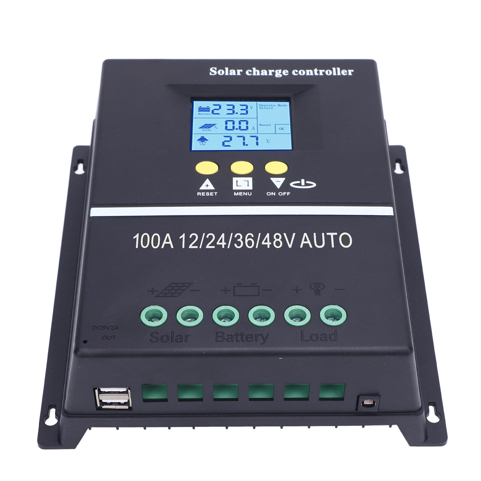 Fafeicy Regolatore di Carica Solare MPPT, Display LCD 100A 12V 24V 36V 48V con 7 modalità Operative, per di Batteria Regolatore Pannello Solare