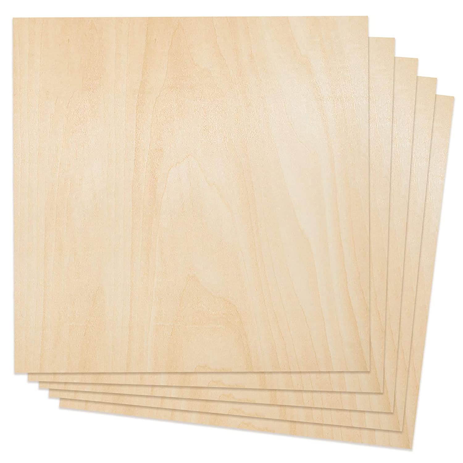 AIMIMI Plywood Sheet Premium Baltic Birch Plywood for Pyrography Painting Engraved Stenciling Model Craft Project or School Project (5 PCS),10x10x0.5cm