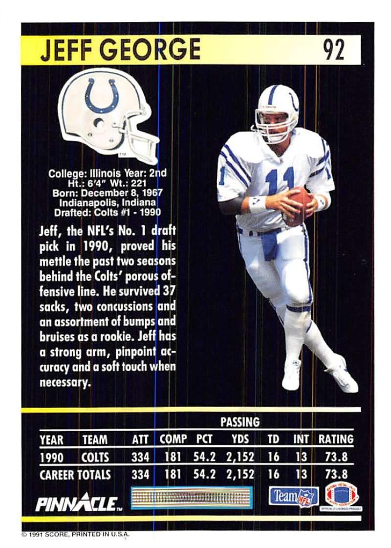 Amazon.com: 1991 Pinnacle #92 Jeff George Indianapolis Colts NFL
