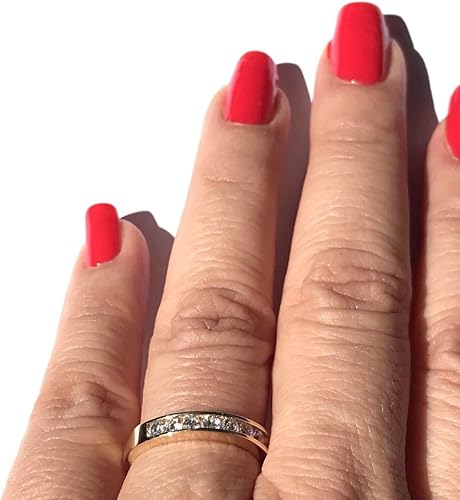 Miniatura 5 de Ssjewel 1 Ct Round Cut Diamond Wedding Band Ring Channel Set 14K Yellow Gold Finish Handmade Anniversary Stackable Matching Gorgeous 925 Sterling