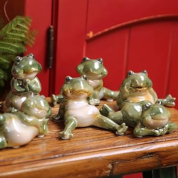 Amazon.co.jp: カエル 置物 6匹のカエル 庭 陶器 ガーデンオーナメント