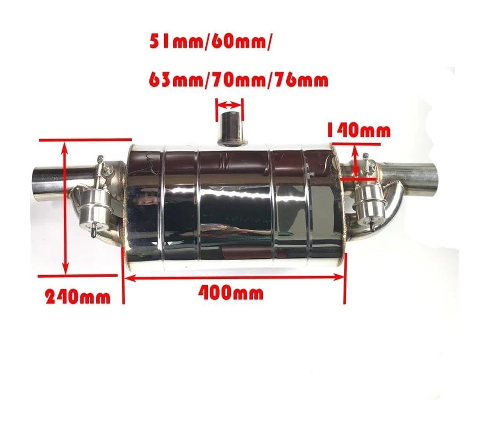 Tubo Di Scarico Auto Marmitte Scarico Auto Con Valvola Variabile Telecomando/pompa Vuoto Forma Universale T Un Ingresso Due Uscite 51/63/76 Mm(76MM+Control)