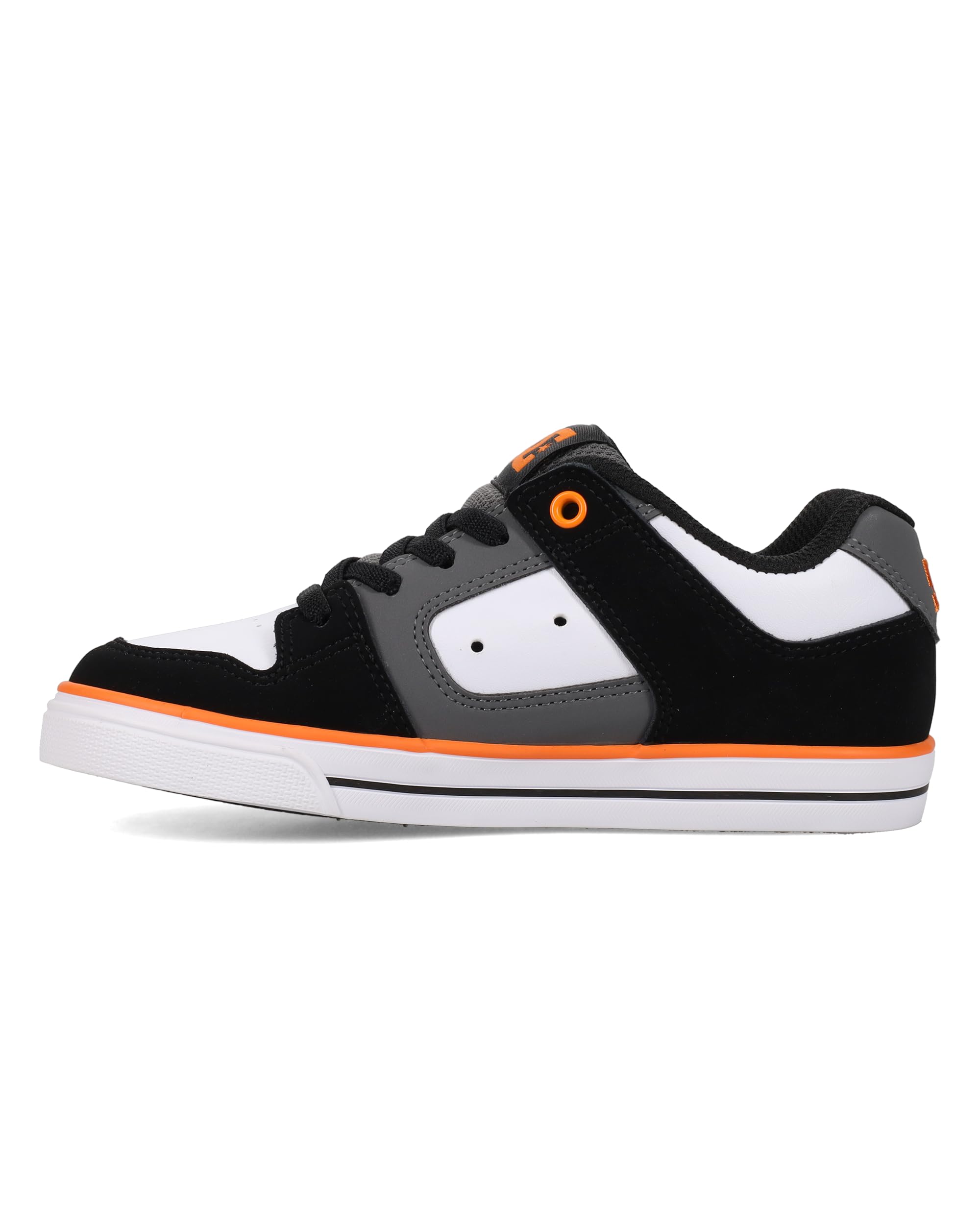 DC Shoes Pure Elastic Skate Shoe, Black/Grey/Orange, 7 US Unisex Big Kid