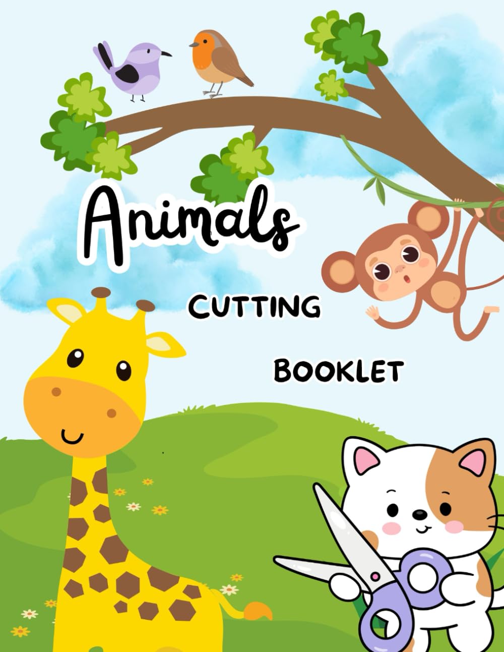 Animals cutting booklet: A fun scissor skills workbook for kids with lines, shapes, animals cut-outs and masks