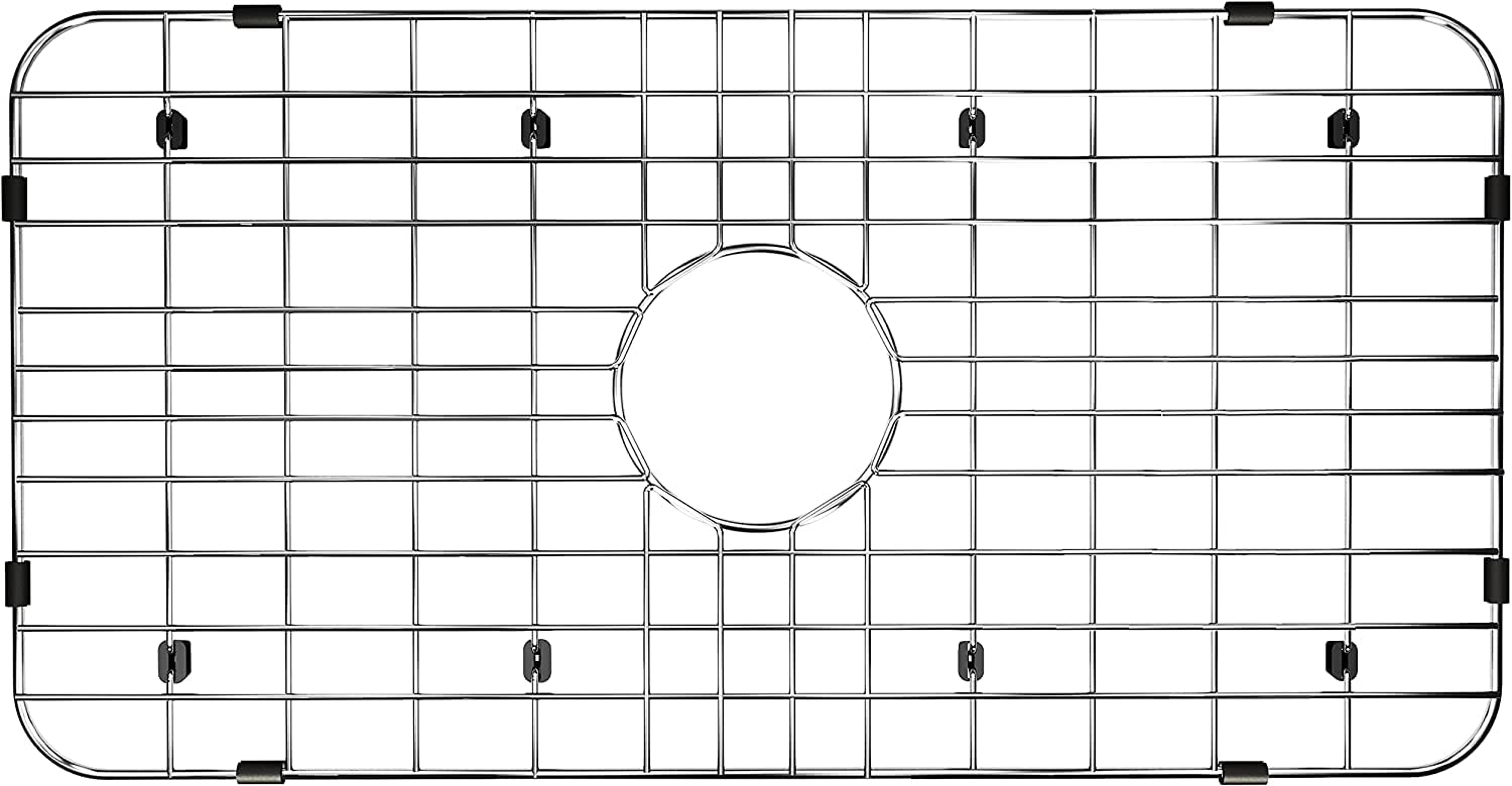 SANNO Kitchen Sink Grate Stainless Steel Sink Protector for Kitchen Sink, Grid Sink Protector Kitchen Sink Rack for Bottom of Sink,Center Drain Sink Bottom Grid,25" L X 12.8" W