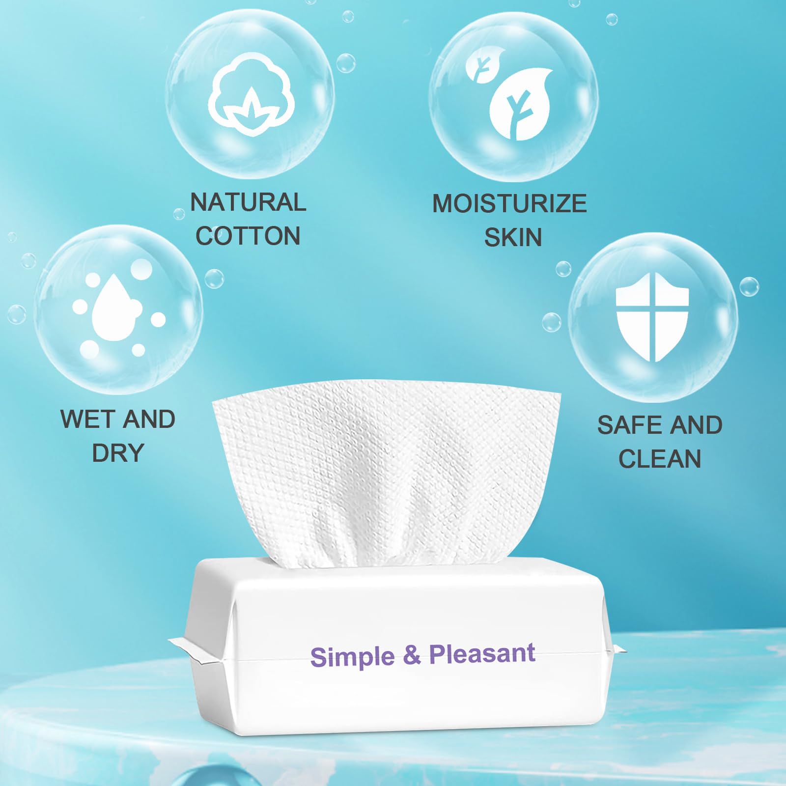 Serviettes Jetables Visage Coton Lingettes Sèches Utilisation Humide Sèche Peaux Sensibles Bébé Démaquillantes Soin Voyage 2 Paquets