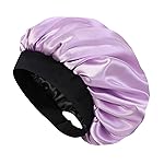 Hat Hut Satin Bonnet Silk Bonnet Sleep Cap for Women Hair Bonnet for Curly Natural Hair Sleeping Adjustable Wide Band Double Layer (Lilac)