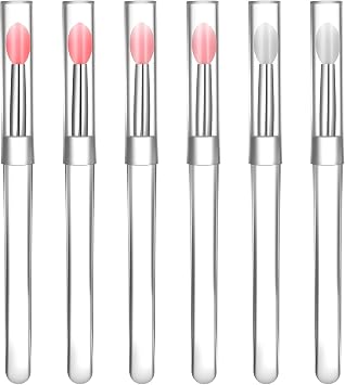6 PCS Silicone Lip Brushes with Cap, Silicone Lip Mask Applicators, Lip Gloss Brush Applicator, Reusable Lip Brushes for Lipstick