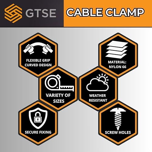 Miniatura 7 de GTSE Abrazaderas de cable de plástico de nailon negro, soportes de tornillo de 38 pulgadas para cable, cuerda, gestión de tubos, paquete de 100