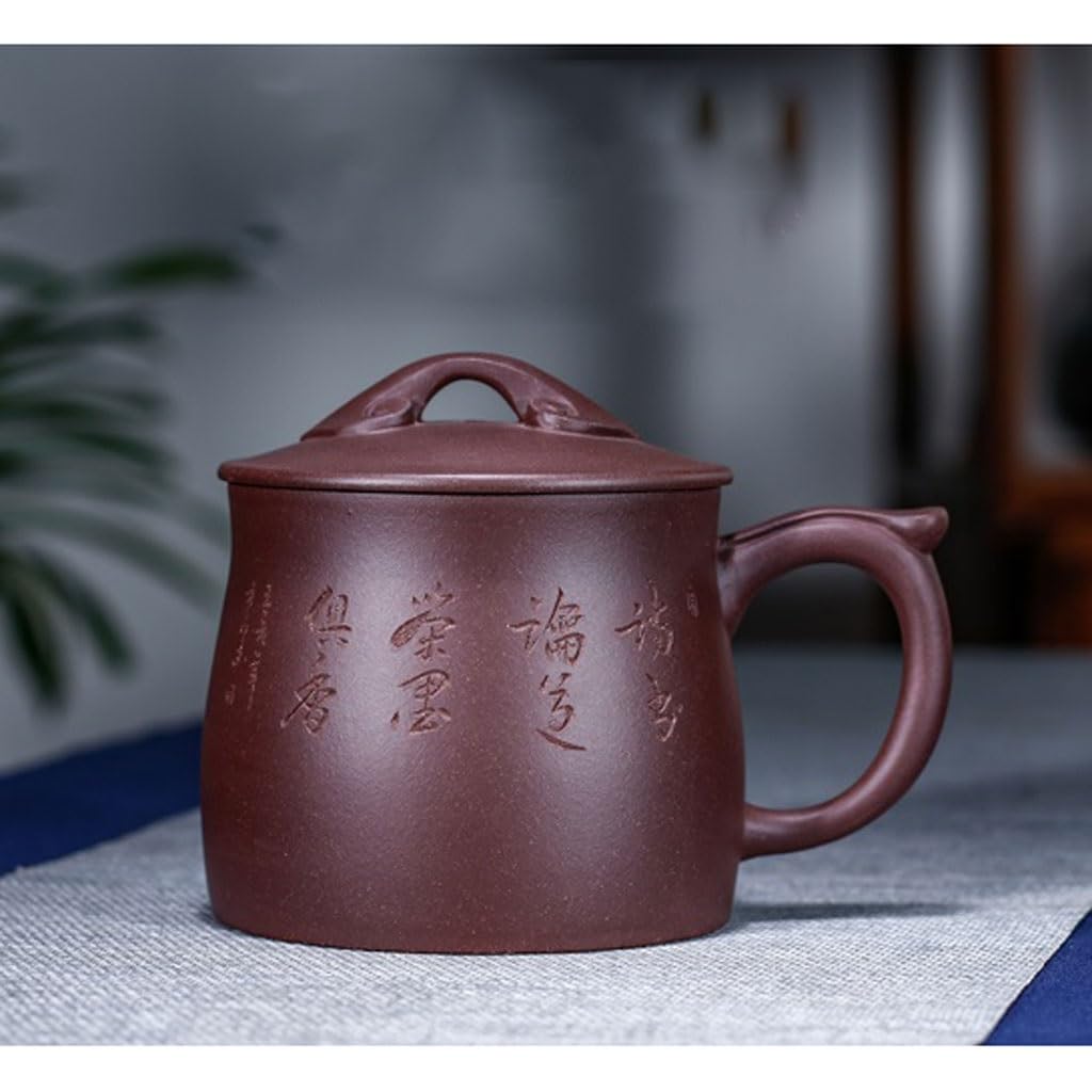 Matcha Cups Ruyi kubek do parzenia herbaty z pokrywką fioletowy kubek na piasek ręcznie wykonany kubek na wodę pitną męski biurowy kubek do herbaty 420 ml zestaw do herbaty kubek do herbaty