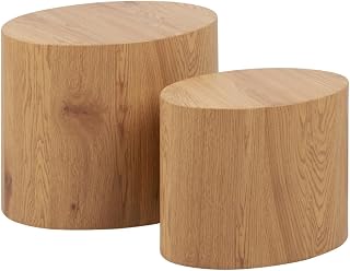 AC Design Furniture Rico Couchtisch 2er-Set – Platzsparende Beistelltische in Wildeichenoptik, Satztische für das Wohnzimmer, 8.3, Natur
