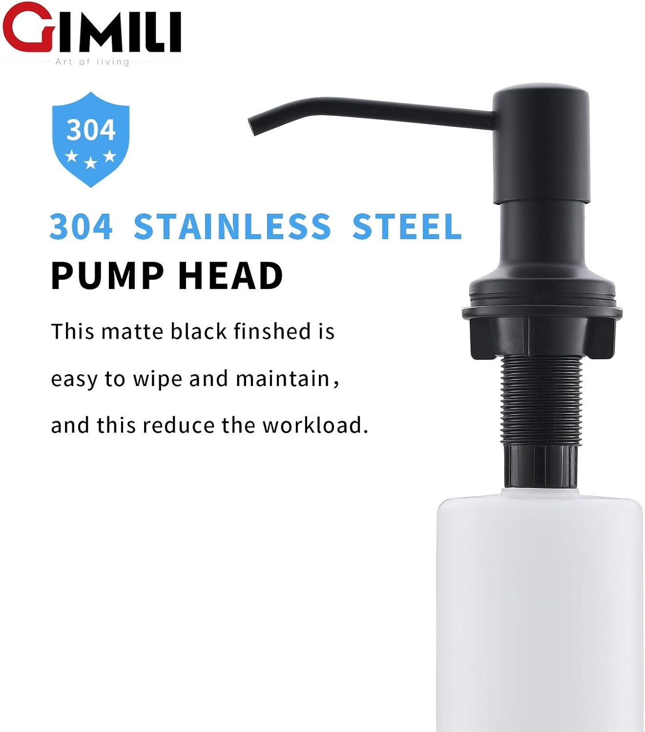 GIMILI Spring Kitchen Sink Faucet with Soap Dispenser Matte Black&Brushed Nickel