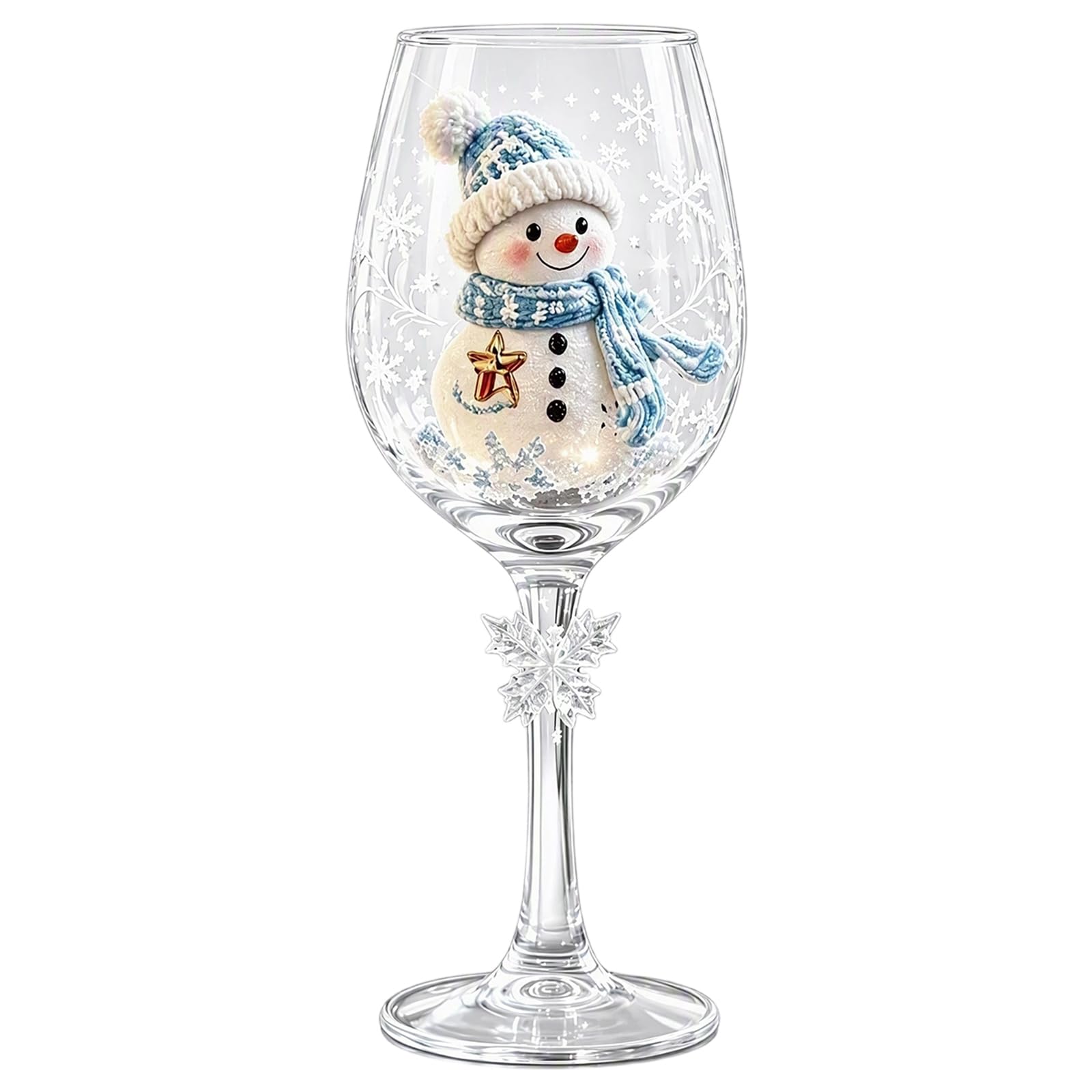 Christmas 3D Wine Glass Collection Gift Box Set, Xmas Stemmed Wine Glass