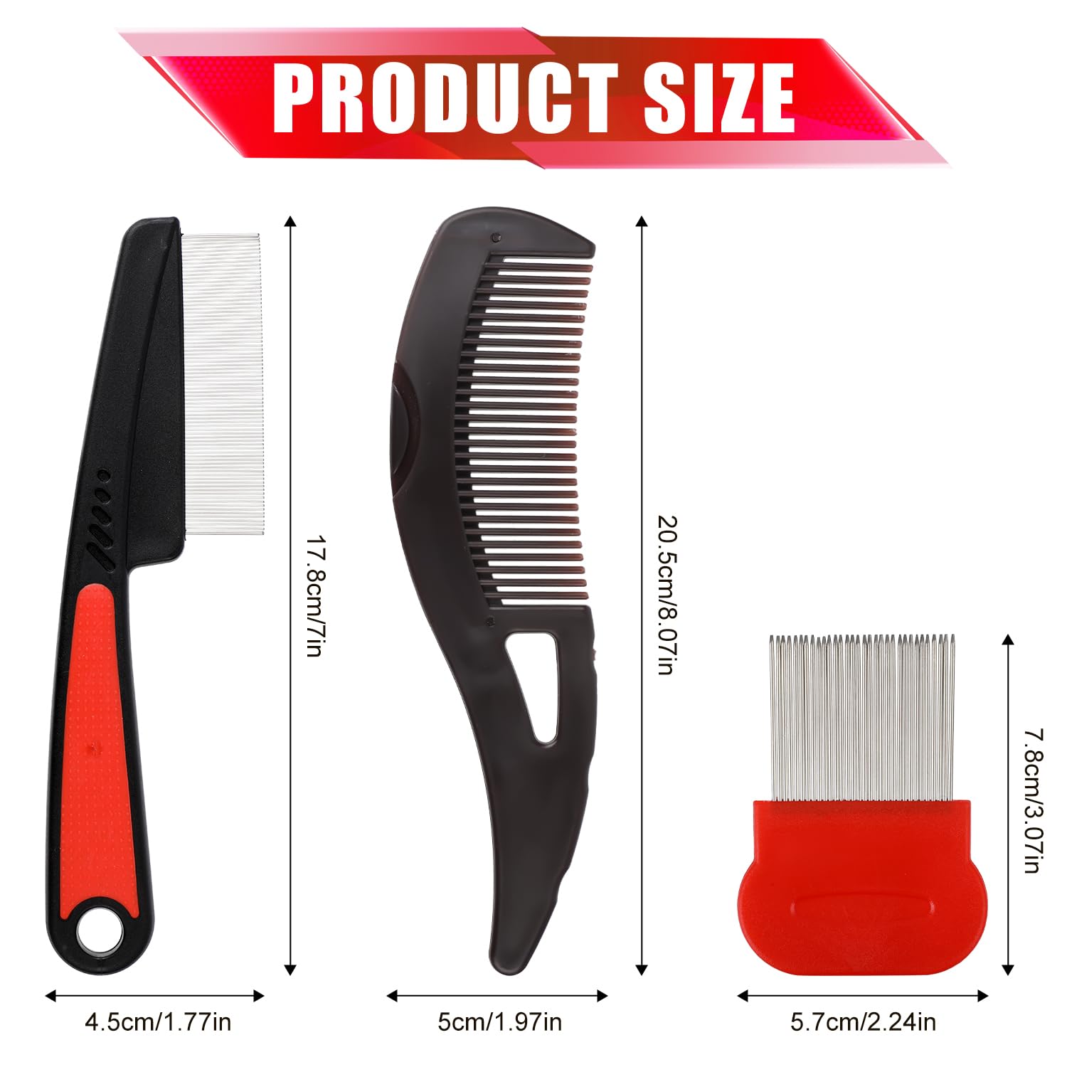 3pcs Hollow Tooth Scalp Comb for Dandruff Removal - Hair Massage and Cleaning Comb for Women and Men, Red - Image 2
