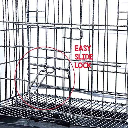 Image of Dog Trust Single-Door Folding Metal Dog Cage with Paw Protector Easy to Move with Removable Tray Suitable for Small Puppy (18 inch Black cage)