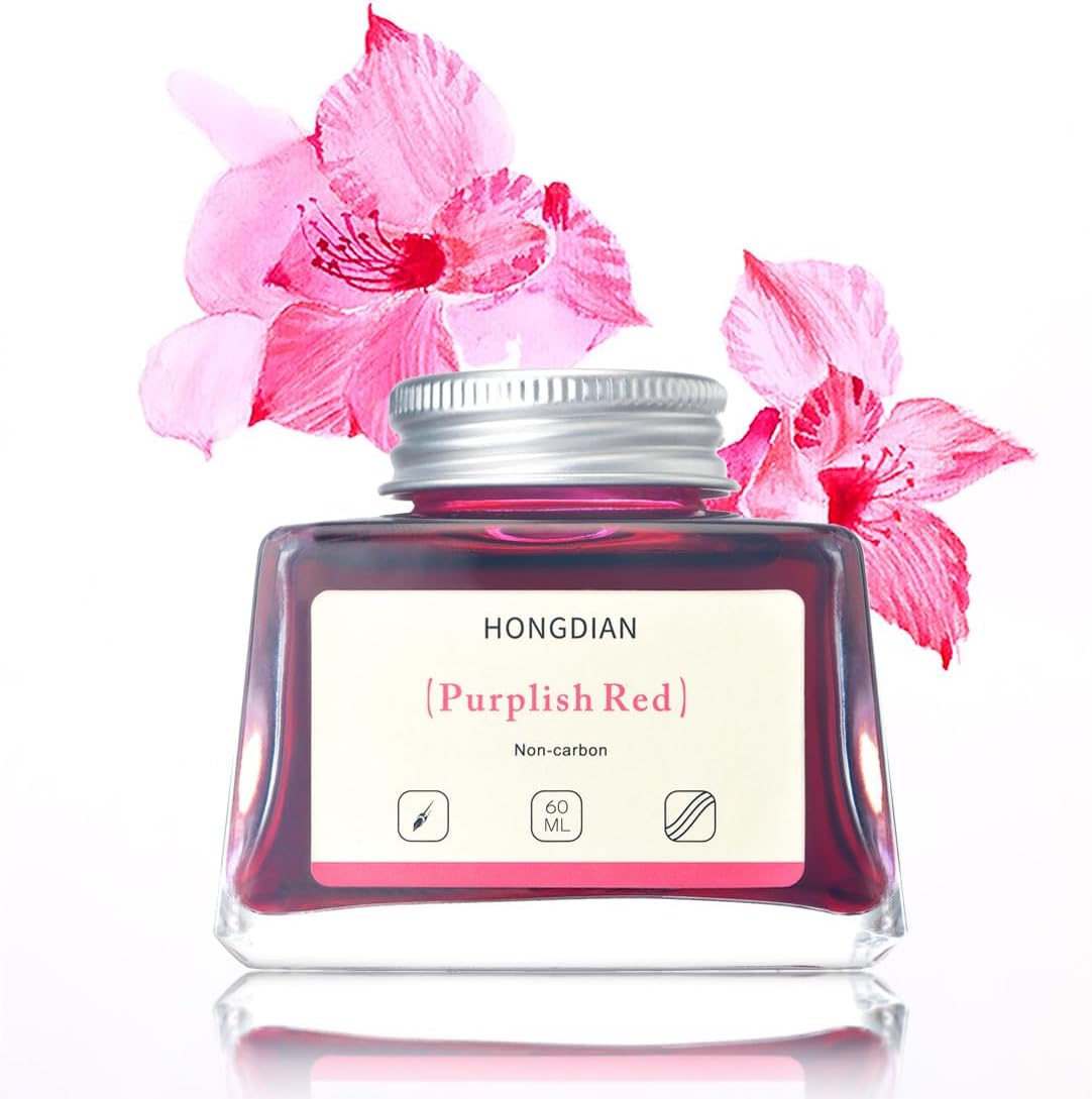 Asvine Hongdian – Penna stilografica, flacone di inchiostro rosso violaceo, flacone da 60 ml, senza carbonio, inchiostro per calligrafia artistica Asvine Hongdian – Penna stilografica, flacone di inchiostro rosso violaceo, flacone da 60 ml, senza carbonio, inchiostro per calligrafia artistica