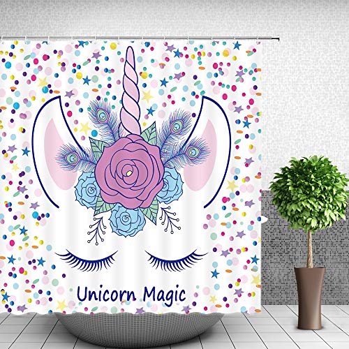 Feierman - Cortina de Ducha de Tela Colorida de poliéster Impermeable con Ganchos, 177,8 x 177,8 cm Cover